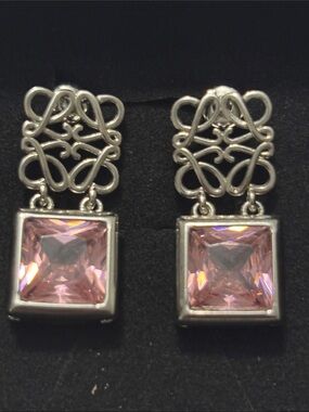 Loewe Elegant Pink Square Drop Earrings